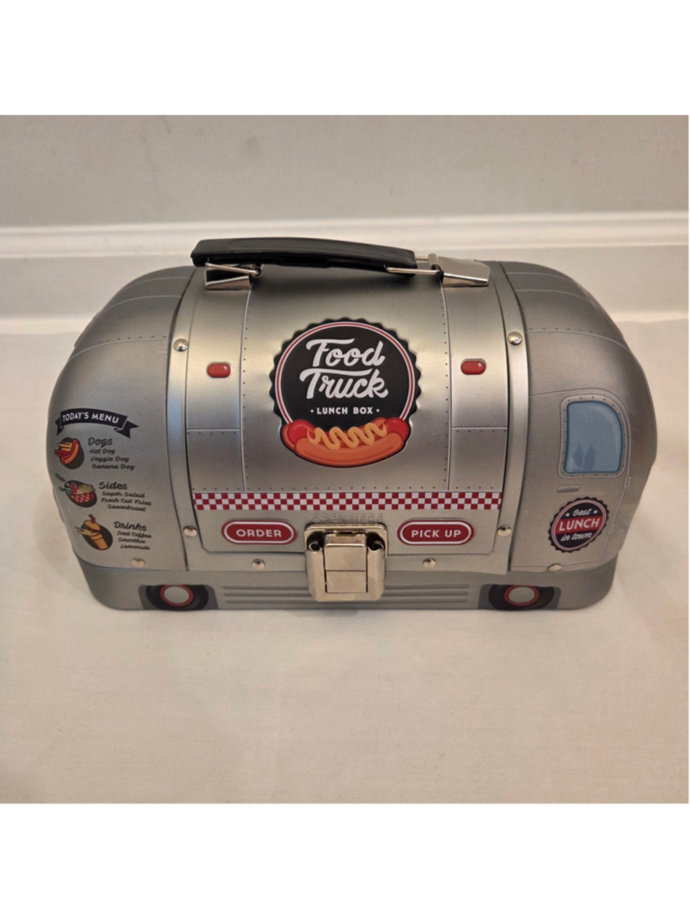 Kids Food Truck Metal Lunch Box One Size Silver Red